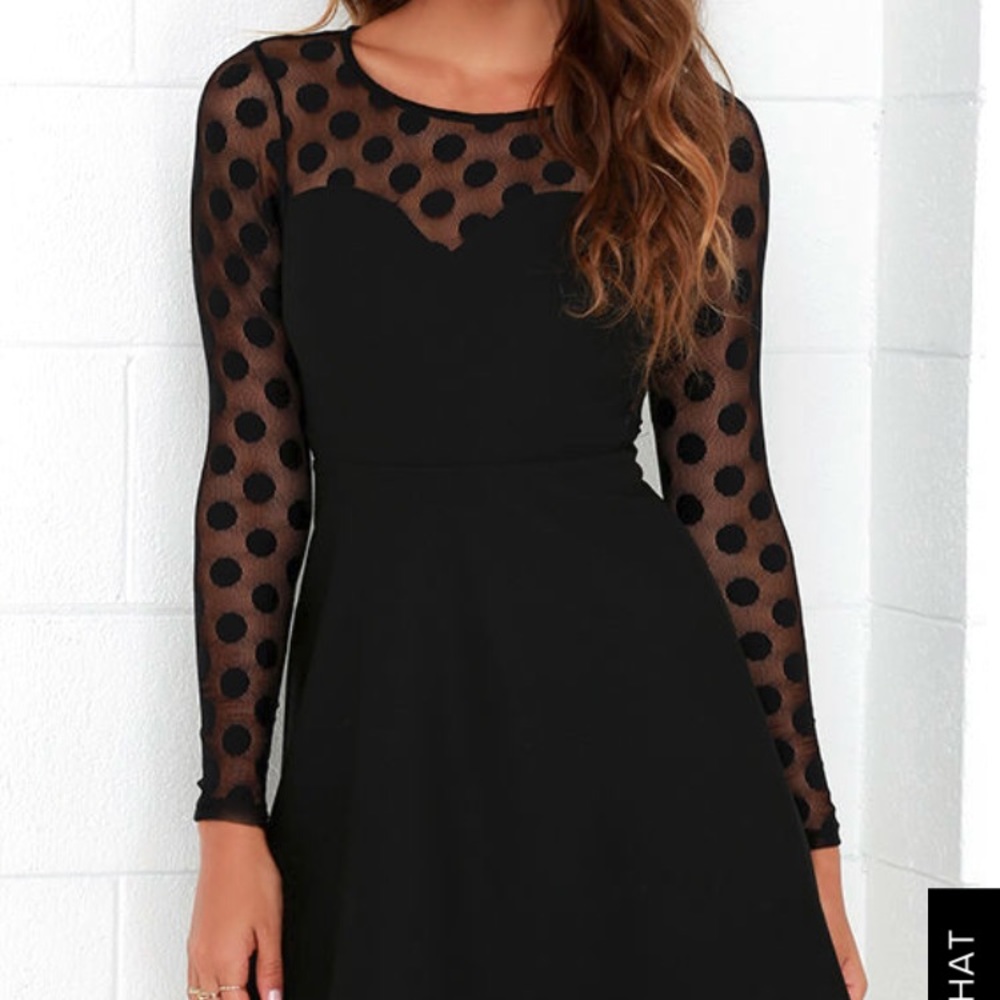 Lulus black polka dot dress